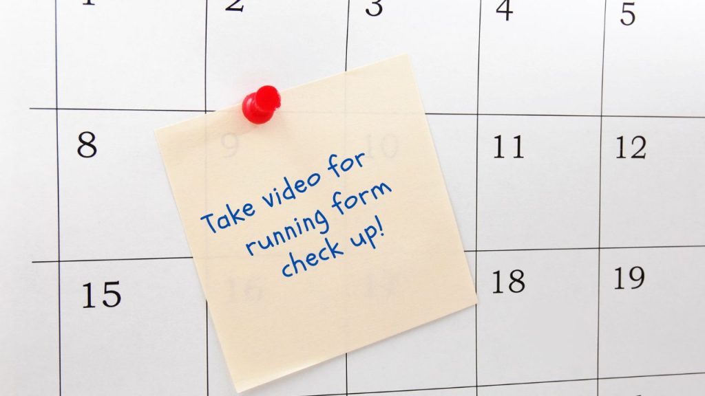 An image of a calendar with an reminder to take a video for a running form analysis