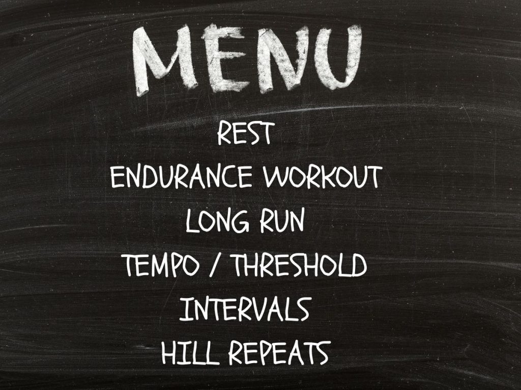 A menu of running workout types